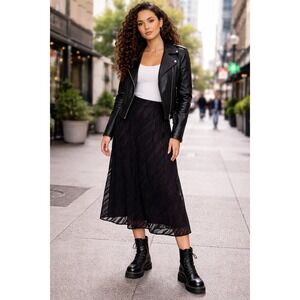VTG Jaeger Midi Skirt Women XS Witchy Velvet Burnout 90s Pleat Whimsigoth Indie